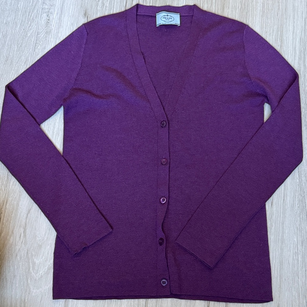 Prada purple v neck cardigan